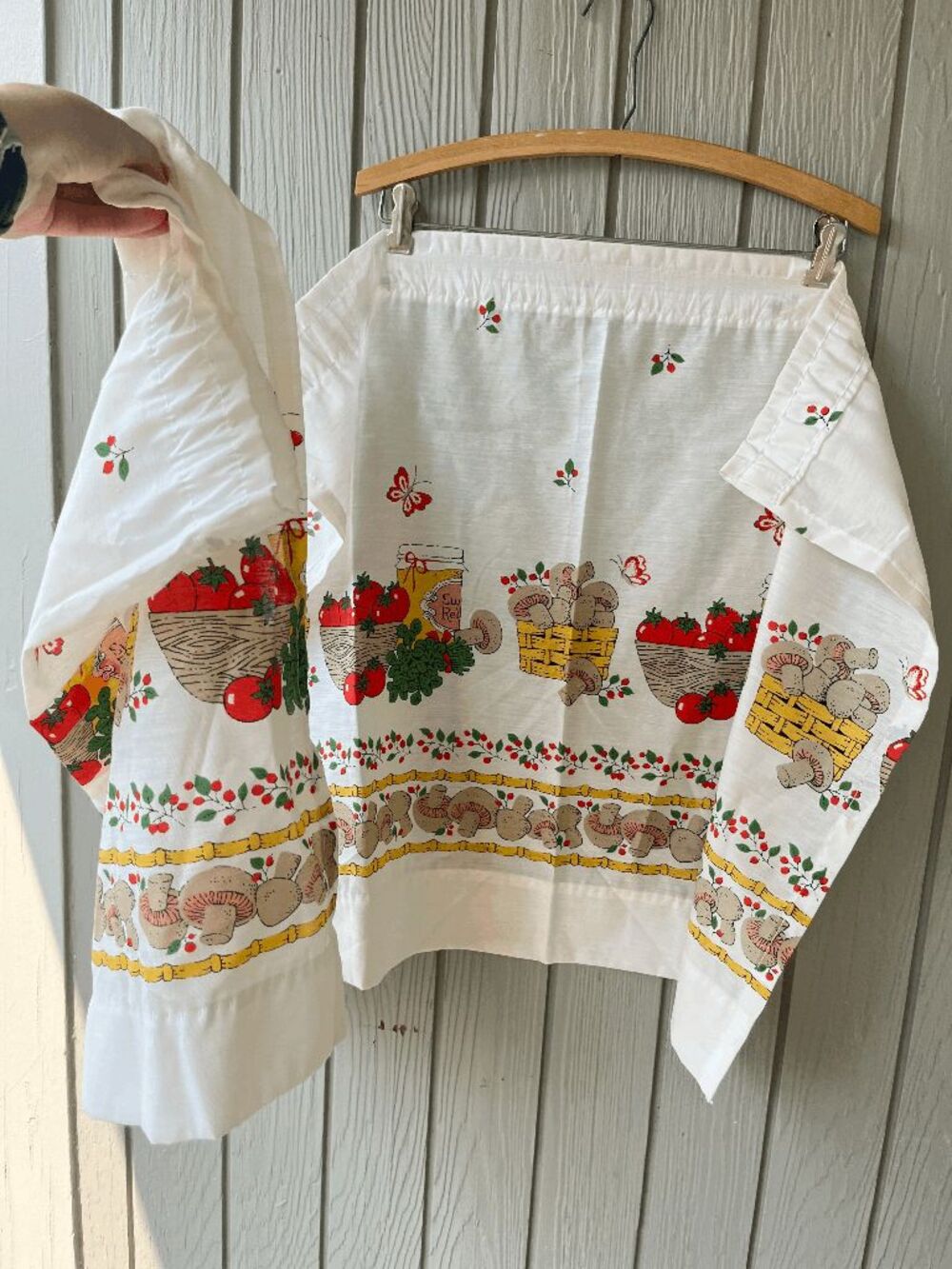 VTG 70s Kitchen Curtains Mushroom Strawberry Cottagecore Cafe Curtains 24x30